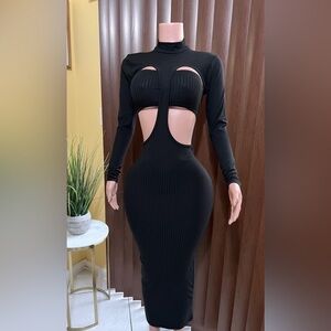 Elegant Black Cut-Out Dress